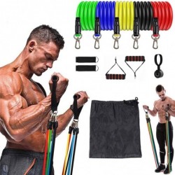 Elastic resistance bands - rubber bands - with handles - for fitness / exercise - 11 piecesEquipment