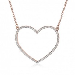 CollarRose gold heart necklace - with crystal decoration
