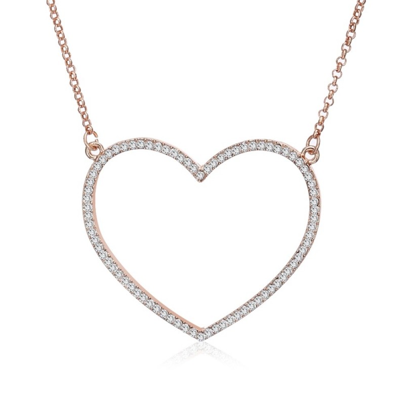 Heart-shaped pendant with necklace - with crystals - rose goldNecklaces
