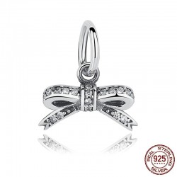 Crystal bowknot pendant - for bracelets / necklaces - 925 sterling silver