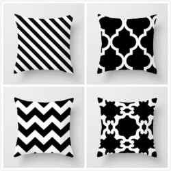 Fundas de cojinesGrid printed cushion cover - Black and White - geometric style - ideal for bed - sofa - car
