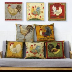 Cushion cover - rooster / chicken vintage design - 45 * 45cmCushion covers