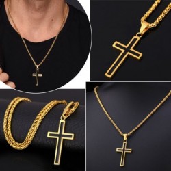 CollaresPendant cross and chain - stainless steel - black and gold color - unisex  - gift