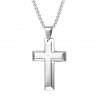 CollarPendant cross necklace for men black /gold heavy wheat chain - 20 inch - sterling silver