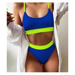 Baño y ropaConjunto de bikini de canalé sexy - cintura alta