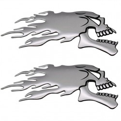 PegatinasCabeza de calavera fantasma cromada 3D - pegatina para coche y moto 2 piezas