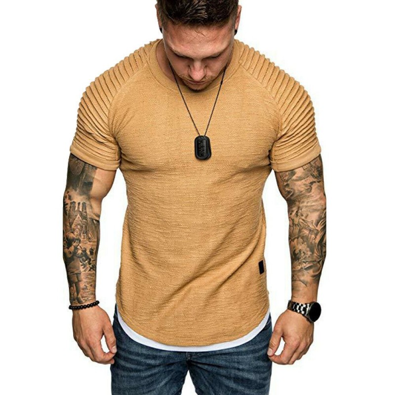 CamisetasWrinkled slim fit shirt / tee shirt - men - with o-neck collar