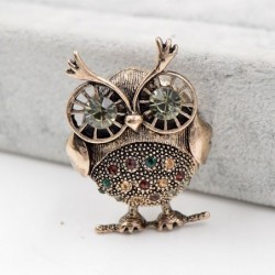 BrochesRetro punk owl brooch - with crystal decorations