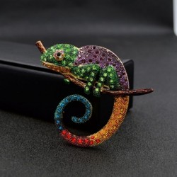 Crystal chameleon / lizard - elegant broochBrooches