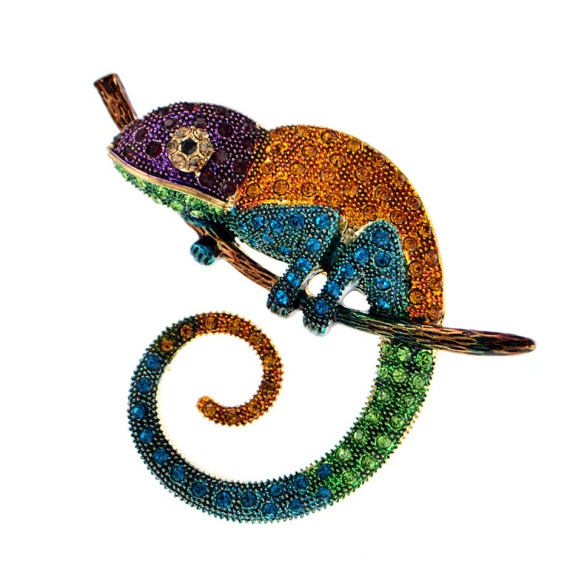 Crystal chameleon / lizard - elegant broochBrooches