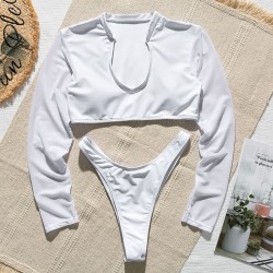 Baño y ropaConjunto de bikini sexy - tanga / top de manga larga