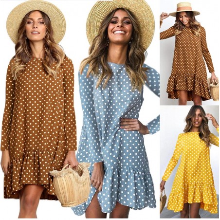 VestidosAutumn polka dot dress - with long sleeves