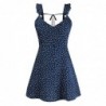 Sexy summer mini dress - polka dots - backless - with frills strapsDresses