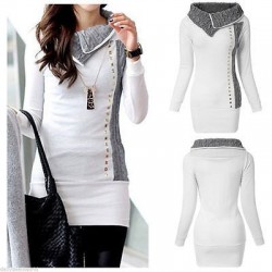 Hoodies & JerséisWhite long sleeve sweater - with knitted collar