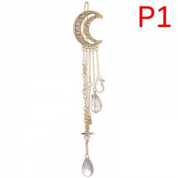 Pinzas de cabelloMoon crescent - tassel earrings - with crystal decorations