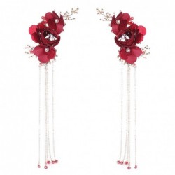 Pinzas de cabelloRed rose flower - crystal hair clip - weddings / bride / women