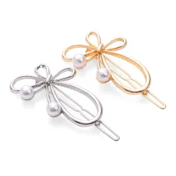 Pinzas de cabelloBow-knot butterfly - metal hair clip - with pearl decorations