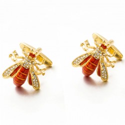 GemelosBee shaped - metal cufflinks - with crystal decorations
