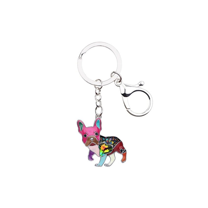 Enamel french bulldog - metal keychainKeyrings