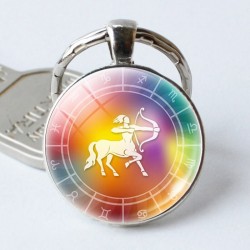 12 constellation zodiac - glass round keychainKeyrings