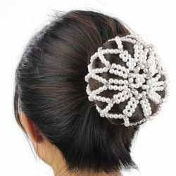 Pinzas de cabelloHandmade hair bun cover - crochet design - with pearl decorations