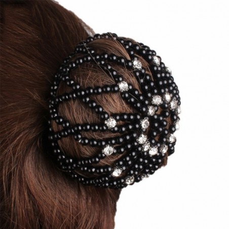 Hair bun cover - handmade - crochet design - with pearlsHair clips