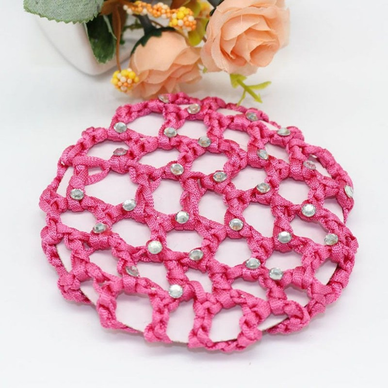 Hair bun cover - handmade - crochet design - with pearlsHair clips