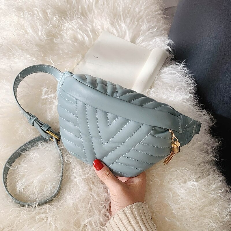 Fashionable small leather bag - with adjustable strap - waist / shoulderBags