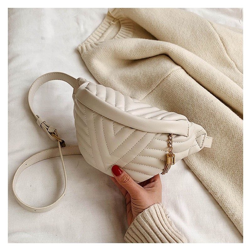 Fashionable small leather bag - with adjustable strap - waist / shoulderBags