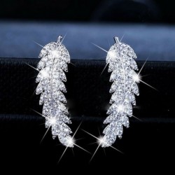 AretesSilver feather shaped - stud earrings for women