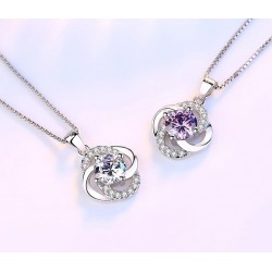 CollarCrystal four-leaf clover - 925 sterling silver necklace - 45cm