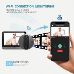 Cámaras de seguridadTimbre de video inteligente - con mirilla / detección de movimiento PIR / APP / WiFi - control remoto