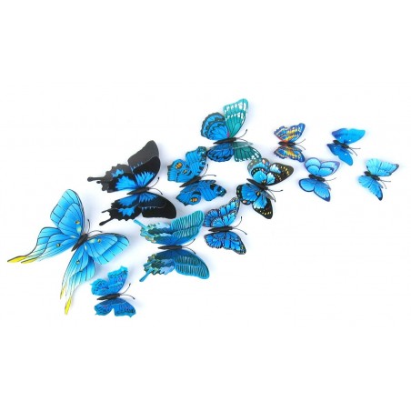 Pegatinas de paredMariposas 3D de doble capa multicolores - adhesivo magnético de pared - 12 piezas