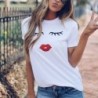 Blusas y camisasCamiseta de manga corta de moda - pestañas / labios rojos