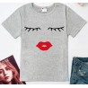 Blusas y camisasCamiseta de manga corta de moda - pestañas / labios rojos