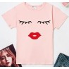 Blusas y camisasCamiseta de manga corta de moda - pestañas / labios rojos