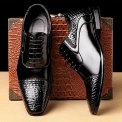 ZapatosLeather snake skin shoes for men - with laces / heel