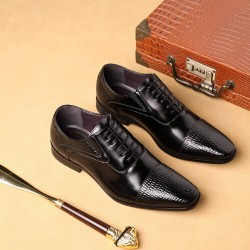 ZapatosLeather snake skin shoes for men - with laces / heel