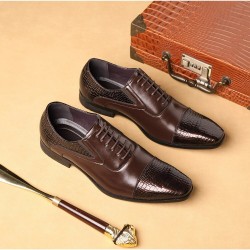 ZapatosLeather snake skin shoes for men - with laces / heel