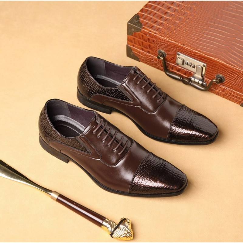 ZapatosLeather snake skin shoes for men - with laces / heel