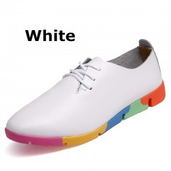 Fashionable loafers - flat shoes - with rainbow soles / laces - genuine leatherShoes