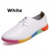 Fashionable loafers - flat shoes - with rainbow soles / laces - genuine leatherShoes