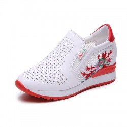 Trendy high platform loafers - slip-on - with floral printShoes