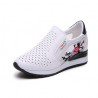 Trendy high platform loafers - slip-on - with floral printShoes