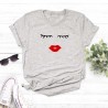 Trendy short sleeve t-shirt - eyelashes / red lipsBlouses & shirts