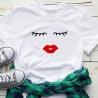 Blusas y camisasCamiseta de manga corta de moda - pestañas / labios rojos