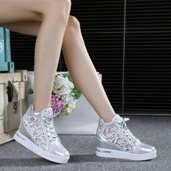 Trendy high platform loafers - lace sneakers with lacesShoes
