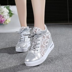 Trendy high platform loafers - lace sneakers with lacesShoes