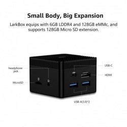 portátilesCHUWI - LarkBox - 4K mini PC Intel Celeron - J4115 Quad Core 6GB RAM 128GB ROM Windows 10 Desktop Computer HD USB-C