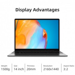 portátilesCHUWI GemiBook Pro - 14 inch - 2K - 12GB RAM 256GB - SSD Intel Celeron - Windows 10 - computer with backlit / keyboard